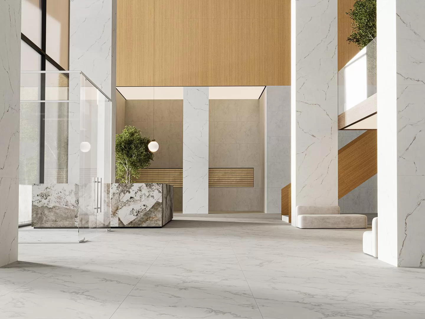 Керамический гранит Kerama Marazzi Монте Тиберио серый светлый лаппатированный обрезной 119.5x238.5