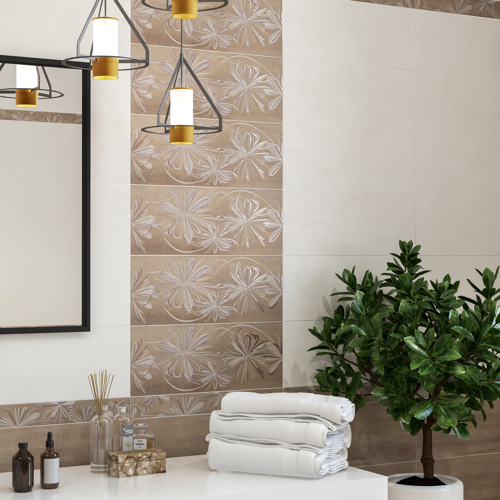 Керамический декор Azori Sonnet Beige Flower 20,1x50,5