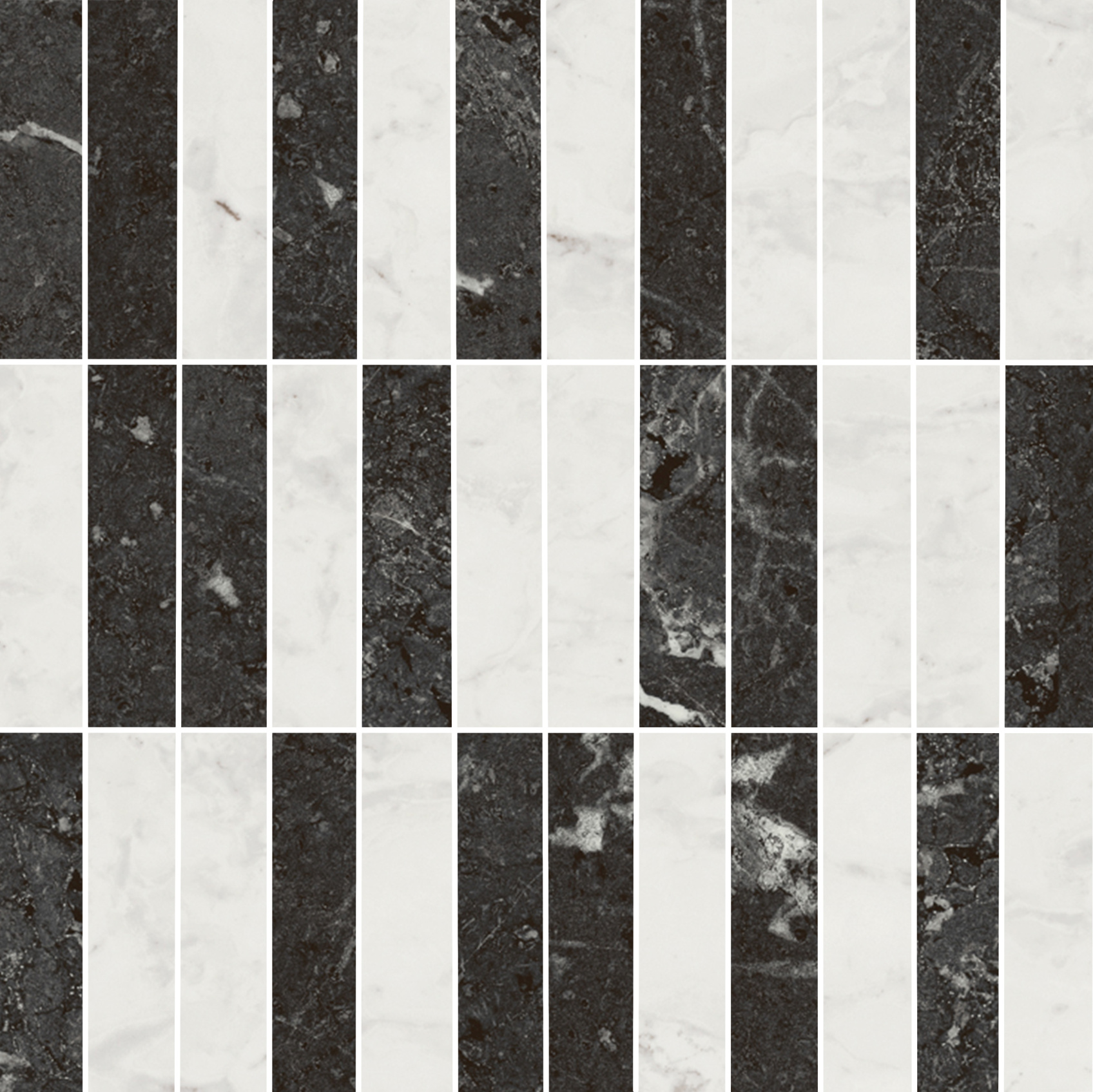 Керамический декор Kerama Marazzi Тубкаль мозаичный микс чёрный белый глянцевый обрезной 30x30x0.9