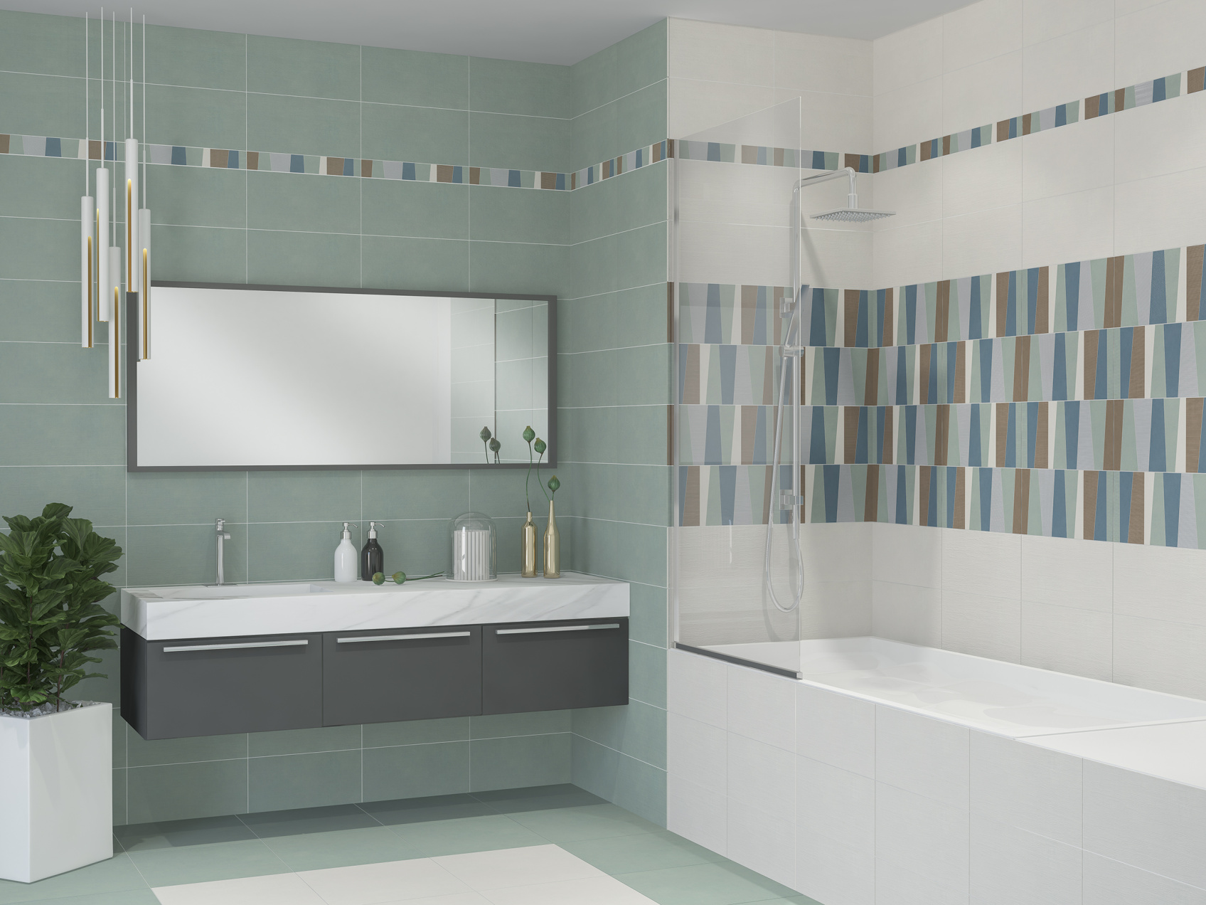 Керамическая плитка Azori Azolla Verde 20,1x50,5