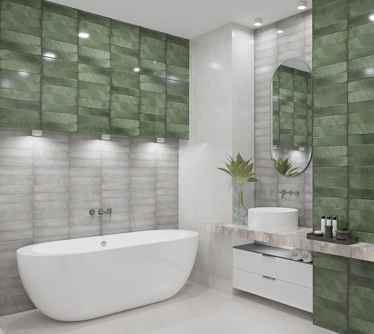 Керамическая плитка Azori Bricks Green 315x630