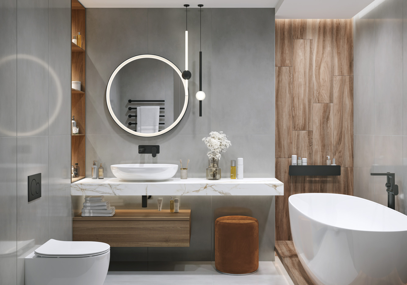 Керамический гранит Studio Gray полированный 60х120 60120STD15P