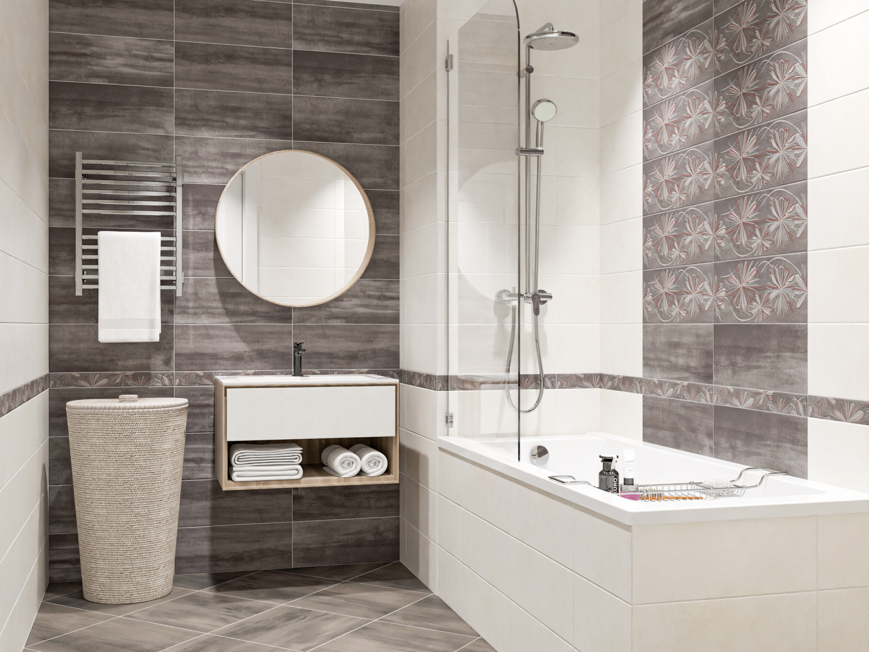 Керамический декор Azori Sonnet Grey Flower 20,1x50,5