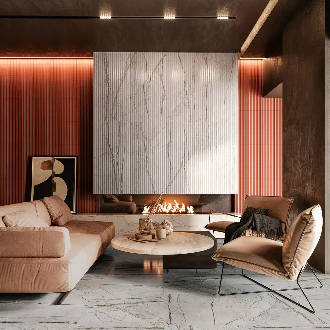 Керамическая плитка Kerama Marazzi Ифран серая светлая глянцевая структура обрезная 60x119.5x1