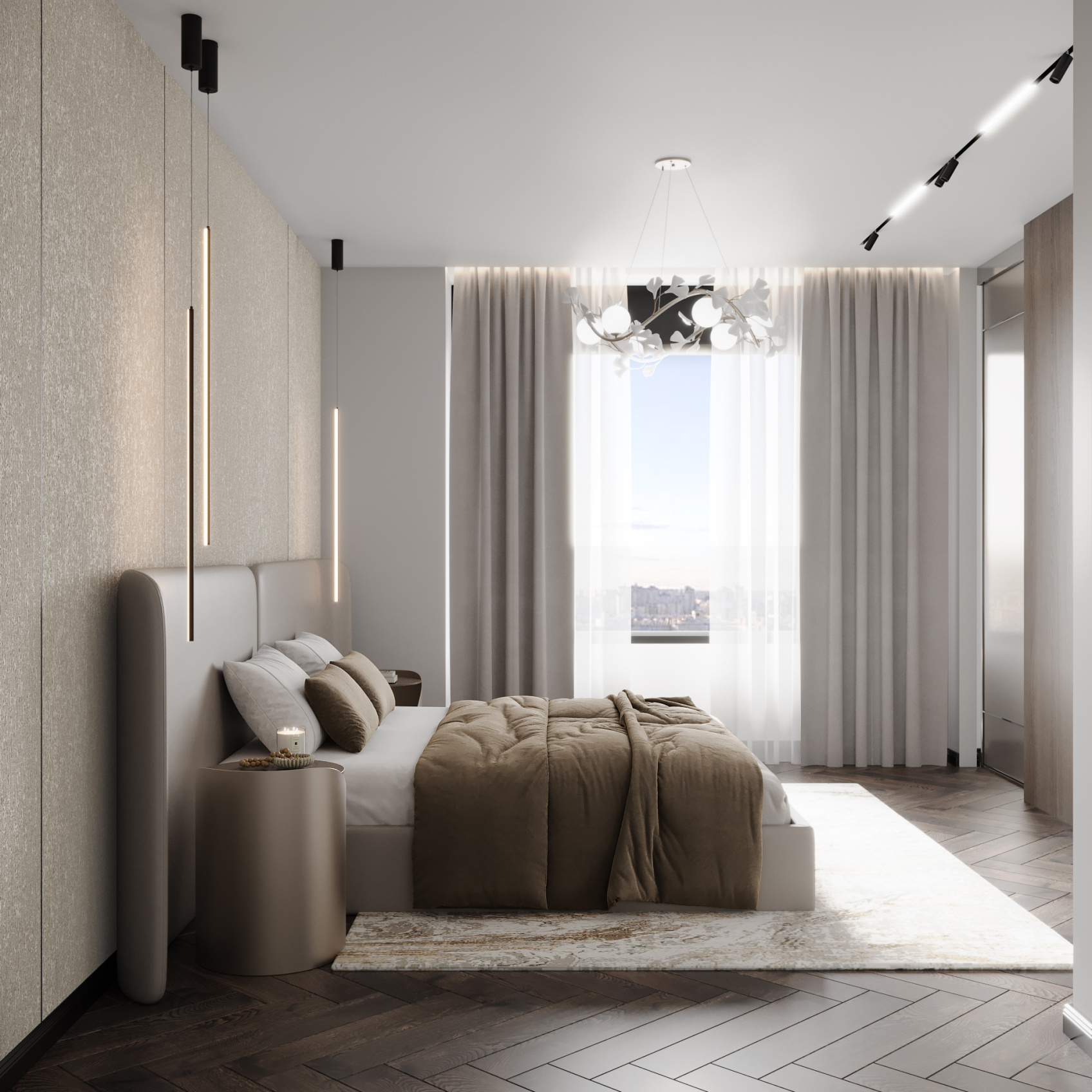 Бамбуковая панель Bonaparte Plane textile beige carbon matt 1080*2800*8 (1шт.=3.024 кв.м.) connect