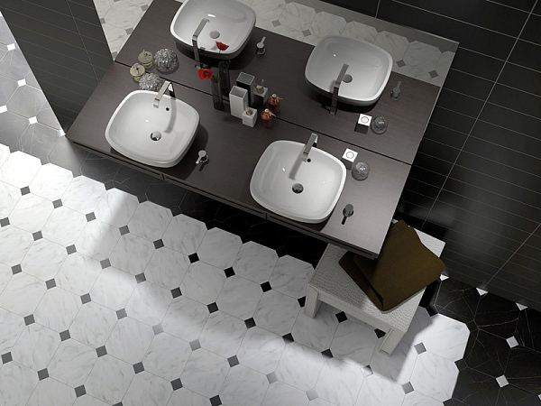 Вставка керамическая напольная 21014 OCTAGON TACO Marmol Negro 4,6х4,6 см (25 шт./кор.) 21014 в Уфе — купить с доставкой | Nova