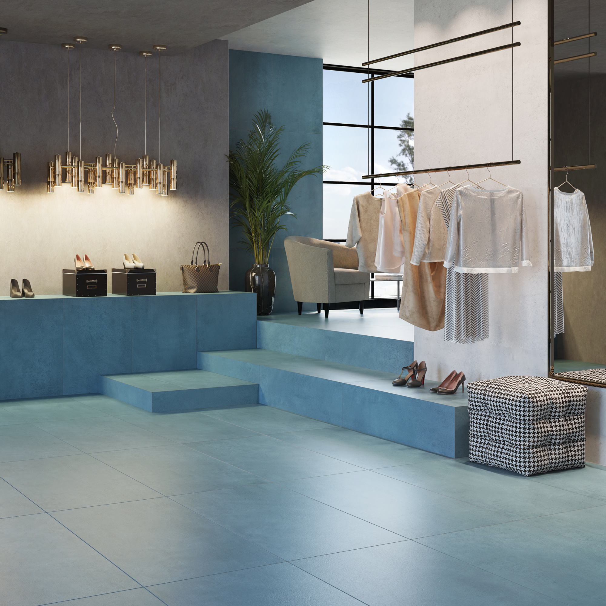 Керамический гранит Гранитея АртБетон G012MR синий рельеф 600x600x10