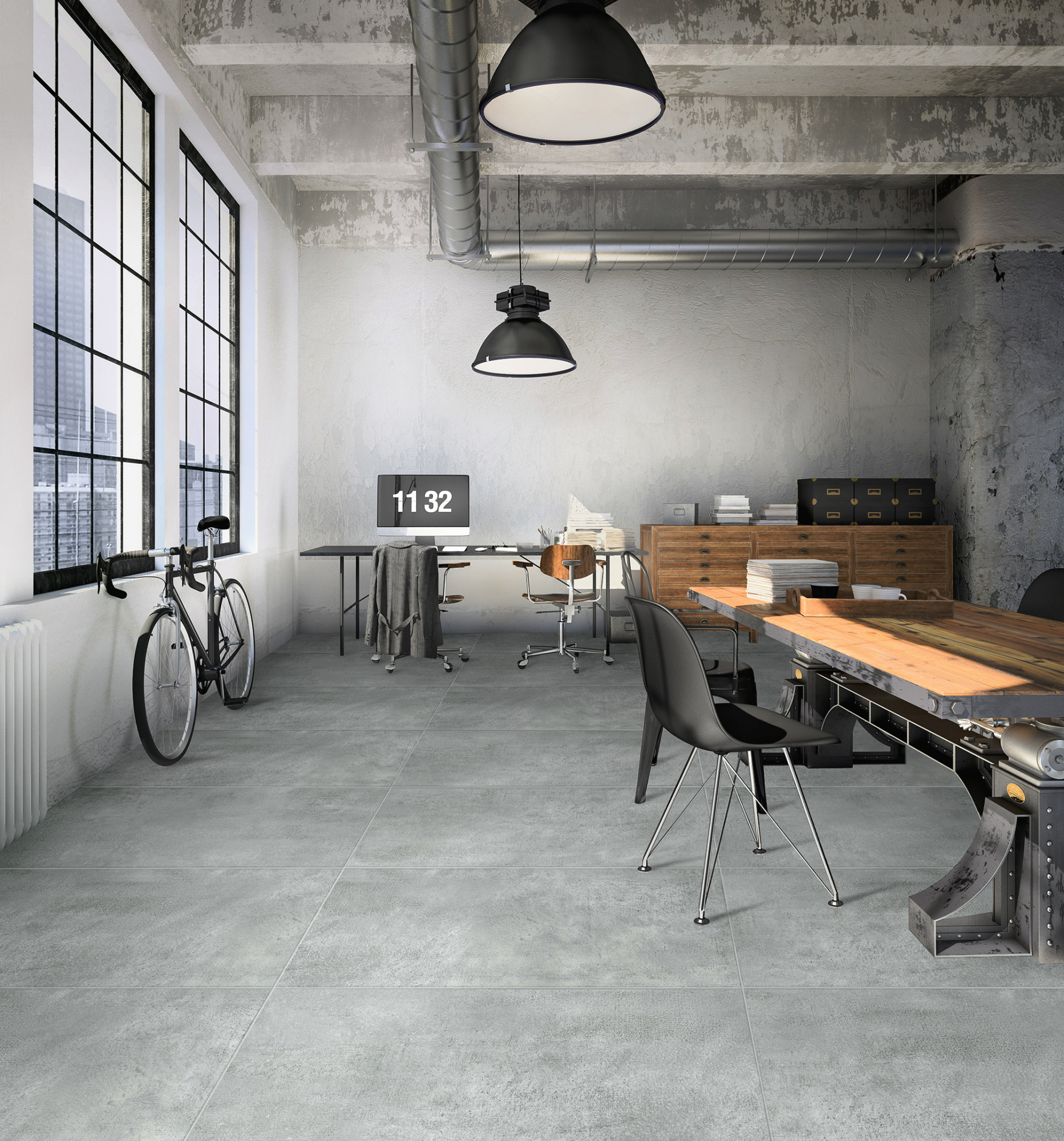 Керамический гранит Гранитея АртБетон G003MR темно-серый рельеф 1200x600x10