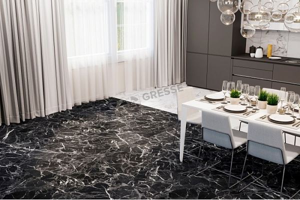 Керамический гранит Грессе Симбел GRS05-02 Питч черный мрамор 1200x600x10 в Уфе — купить с доставкой | Nova