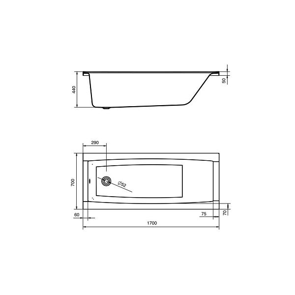 САНТОРИНИ 170 х70 ванна акриловая прямоугольная белая в Уфе — купить с доставкой | Nova