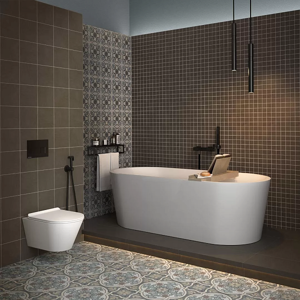 Керамический декор Kerama Marazzi Про Чементо DD6418/MM коричневый темный матовый мозаичный 30х30 в Уфе — купить с доставкой | Nova