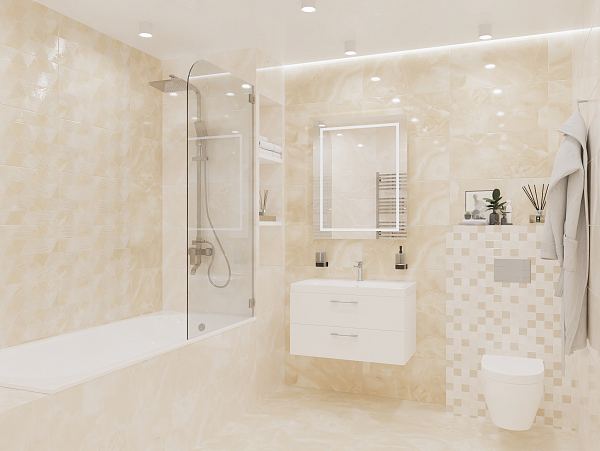 Керамический декор Azori Opale Beige Geometria 315x630 в Уфе — купить с доставкой | Nova