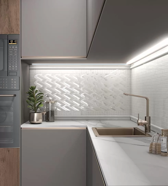 Керамический бордюр Kerama Marazzi Алькала BLB038 белый Багет 20x5 в Уфе — купить с доставкой | Nova