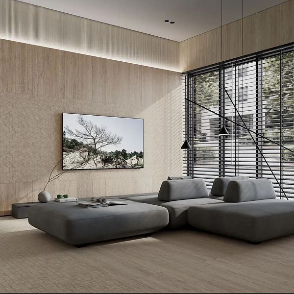 Керамический гранит Kerama Marazzi Про Травертин KM6012G1081R20 бежевый темный матовый обрезной 60x119,5x2 в Уфе — купить с доставкой | Nova