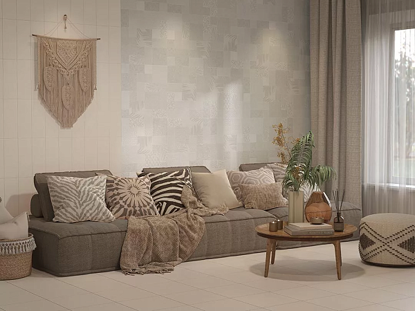 Керамическое панно Kerama Marazzi Тассо HGD\A572\17X\11037R белый матовый обрезной 60х60 (из 17 частей разного размера-10×10, 10×20 и 20×20 см) в Уфе — купить с доставкой | Nova