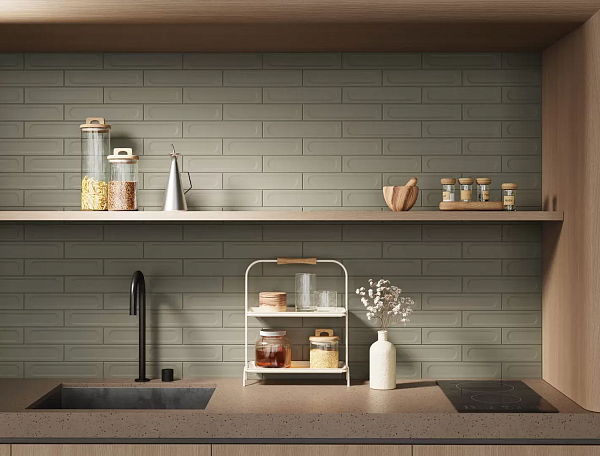 Керамическая плитка Kerama Marazzi Медина 2 KM26370 зеленая матовая структура 6x28.5 в Уфе — купить с доставкой | Nova