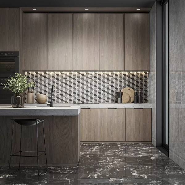 Керамический гранит Kerama Marazzi Риальто SG572990R чёрный матовый обрезной 80x160 в Уфе — купить с доставкой | Nova