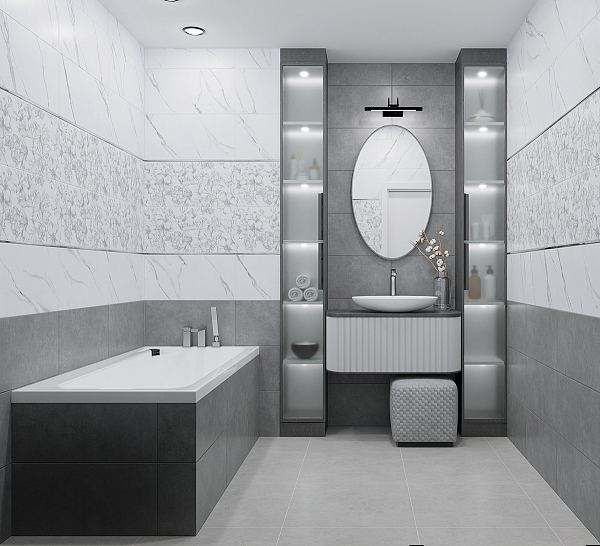 Керамическая плитка Azori Carrara Geometria 315x630 в Уфе — купить с доставкой | Nova