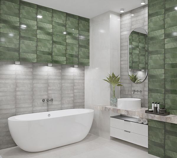 Керамическая плитка Azori Bricks Green 315x630 в Уфе — купить с доставкой | Nova