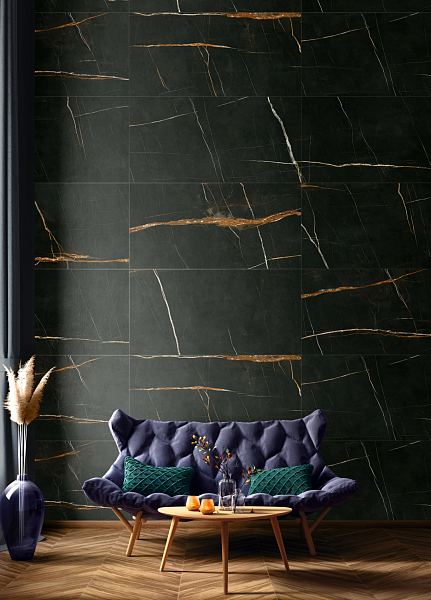 Керамический гранит Идальго Люссо Неро лаппатированный LLR 60x120 в Уфе — купить с доставкой | Nova