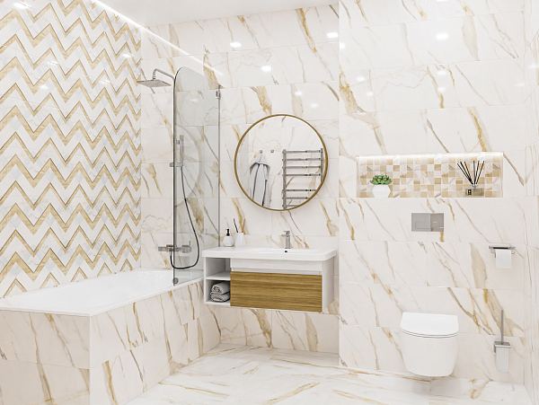 Керамический декор Azori Apulia Oro Geometria 315x630 в Уфе — купить с доставкой | Nova